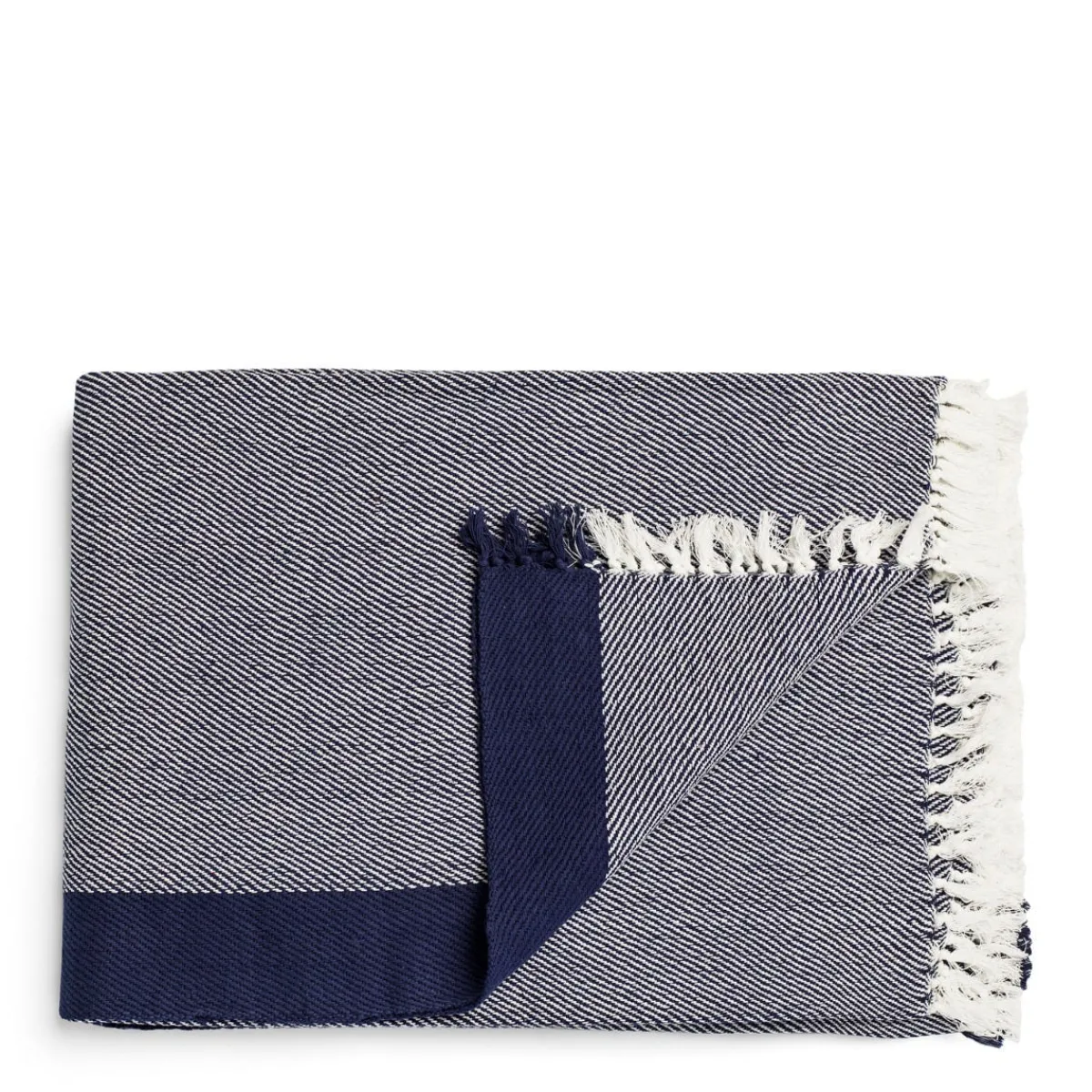 Borderline Blanket Navy>Daylesford Organic Shop