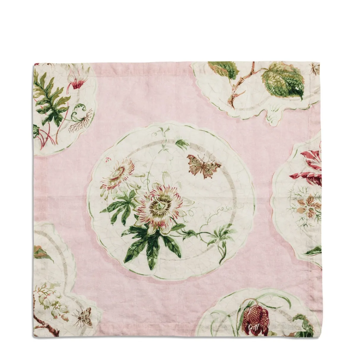 Daylesford X Colefax Quince Garden Napkin in Pink with Passion Flower>Daylesford Organic Discount