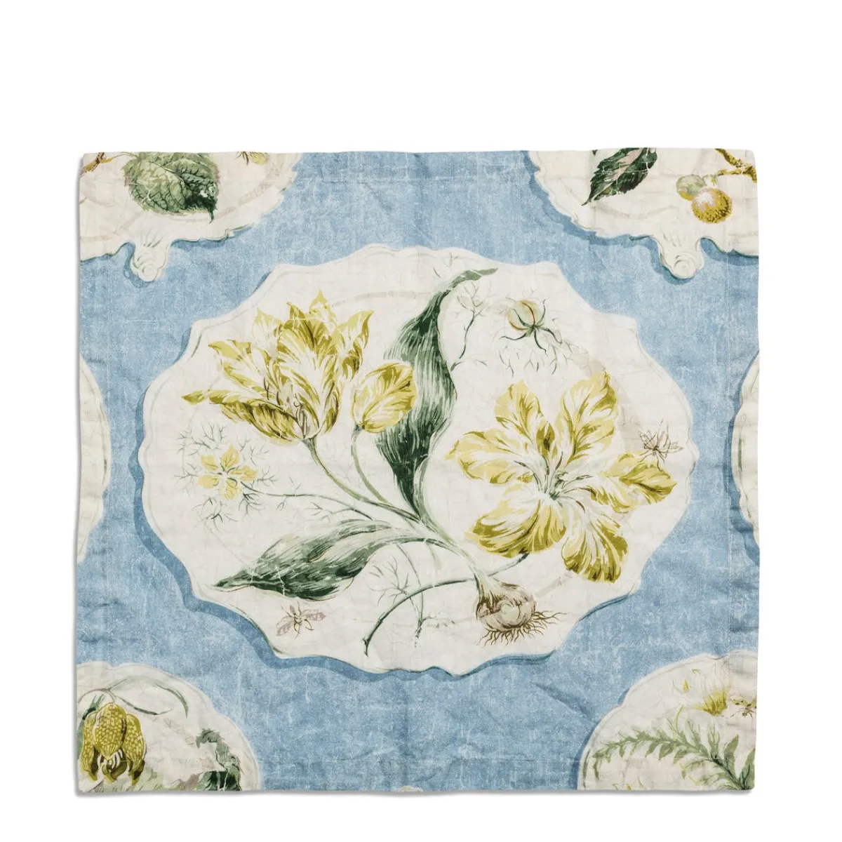 Daylesford X Colefax Quince Garden Napkin in Blue with Tulip>Daylesford Organic Shop