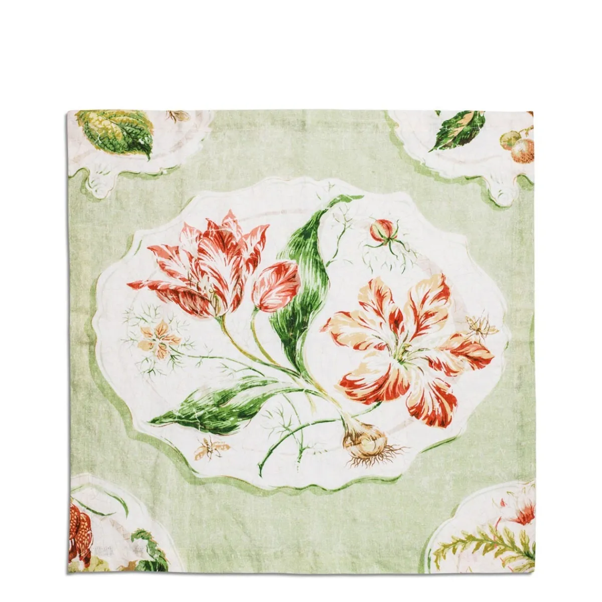 Daylesford x Colefax Quince Garden Napkin in Green With Tulips>Daylesford Organic Discount