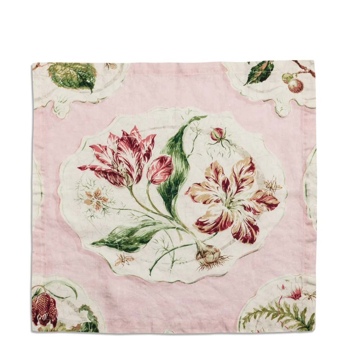 Daylesford X Colefax Quince Garden Napkin in Pink with Tulip>Daylesford Organic Online
