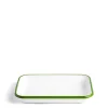 White & Green Enamel Rectangular Dish 26cm>Daylesford Organic Cheap