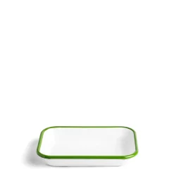 White & Green Enamel Rectangular Dish 21cm>Daylesford Organic Cheap